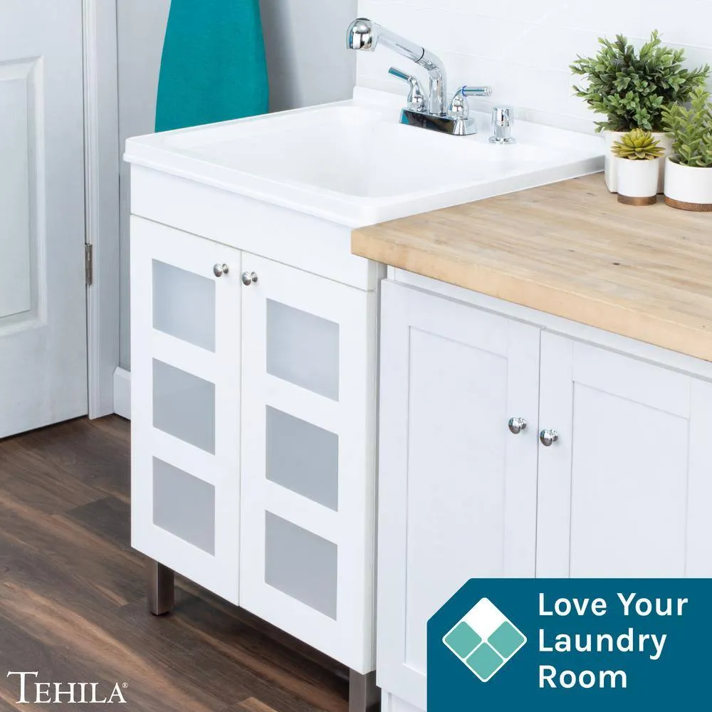 TEHILA 18 Gallon Thermoplastic Drop-in Laundry Sink with Cabinet, Faucet & Soap Dispenser, photo 5 of 9