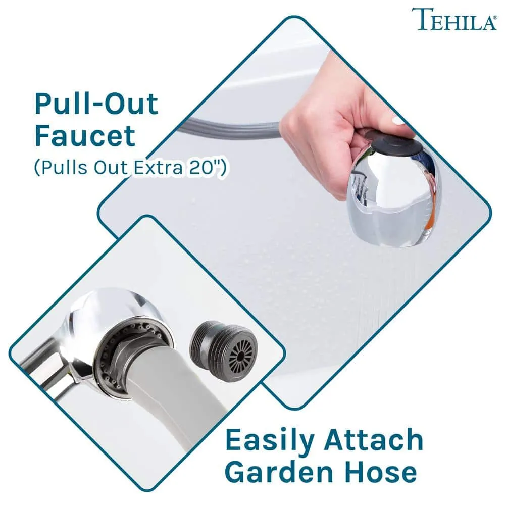 TEHILA 18 Gallon Thermoplastic Drop-in Laundry Sink with Cabinet, Faucet & Soap Dispenser, photo 9 of 9
