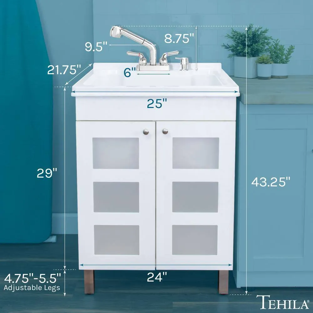 TEHILA 18 Gallon Thermoplastic Drop-in Laundry Sink with Cabinet, Faucet & Soap Dispenser, photo 4 of 9