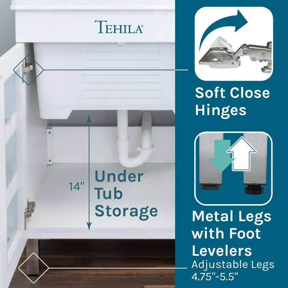 TEHILA 18 Gallon Thermoplastic Drop-in Laundry Sink with Cabinet, Faucet & Soap Dispenser, photo 8 of 9