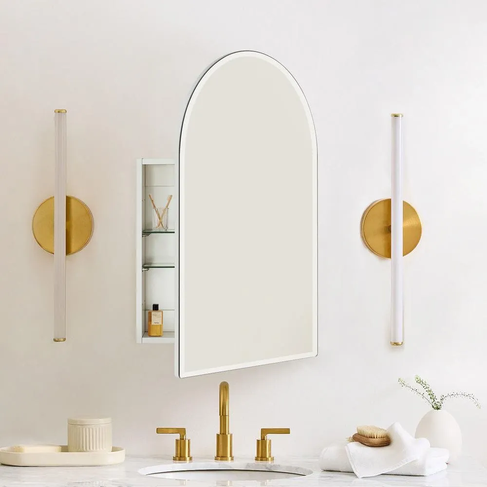 TEHOME Tomace 20 in. W x 30 in. H Arched Recess and Surface Mount Frameless Medicine Cabinet with Mirror, photo 4 of 9