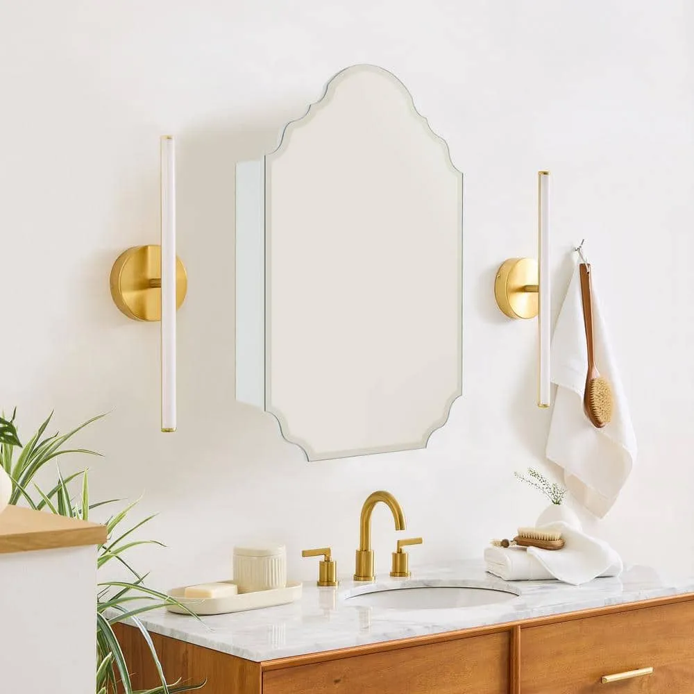 TEHOME Tomace 20 in. W x 30 in. H Novelty/Specialty Irregular Arched Metal Beveled Frameless Medicine Cabinet with Mirror, photo 5 of 8