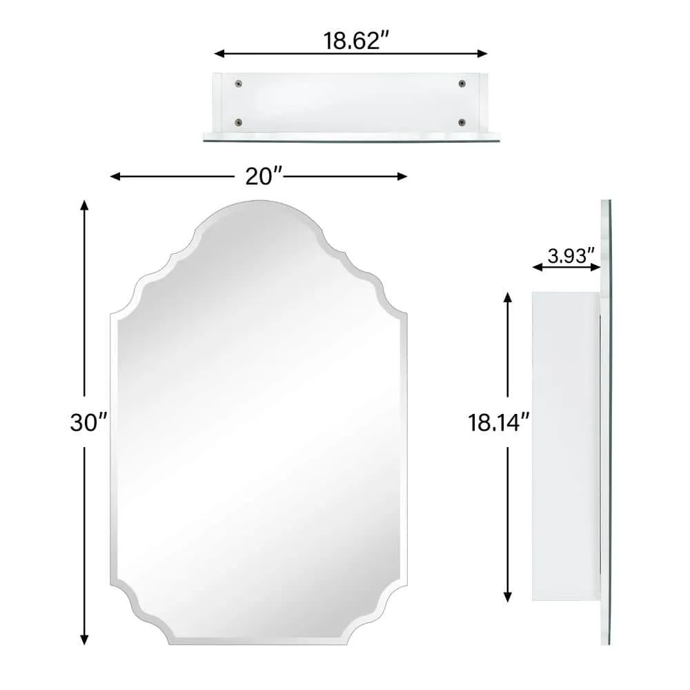 TEHOME Tomace 20 in. W x 30 in. H Novelty/Specialty Irregular Arched Metal Beveled Frameless Medicine Cabinet with Mirror, photo 2 of 8