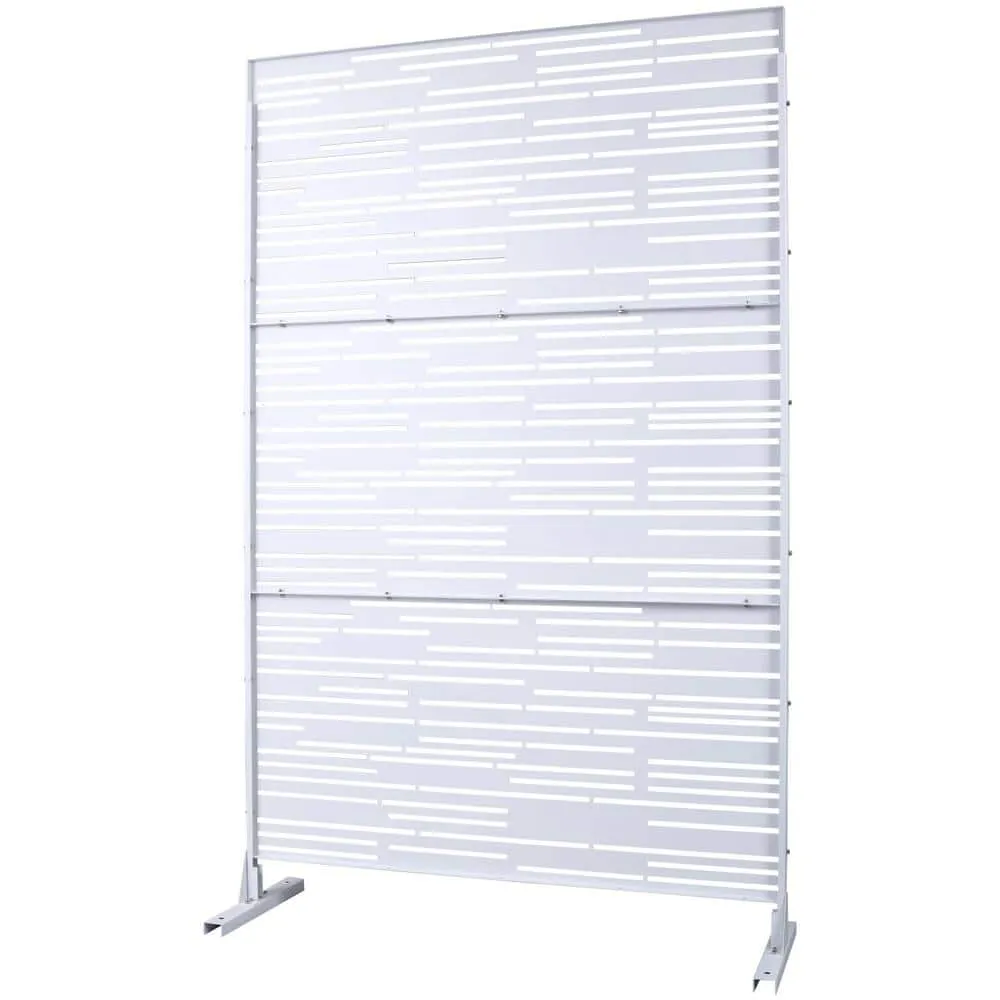 Tidoin 6.3 ft. x 4 ft. White Steel Freestanding Flat Flat Top Decorative Privacy Screen Metal Fence Panel, photo 6 of 6