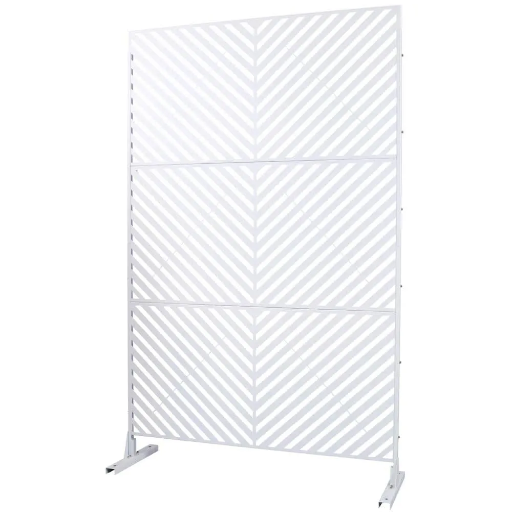 Tidoin 6.3 ft. x 4 ft. White Steel Freestanding Flat Flat Top Decorative Privacy Screen Metal Fence Panel, photo 6 of 6