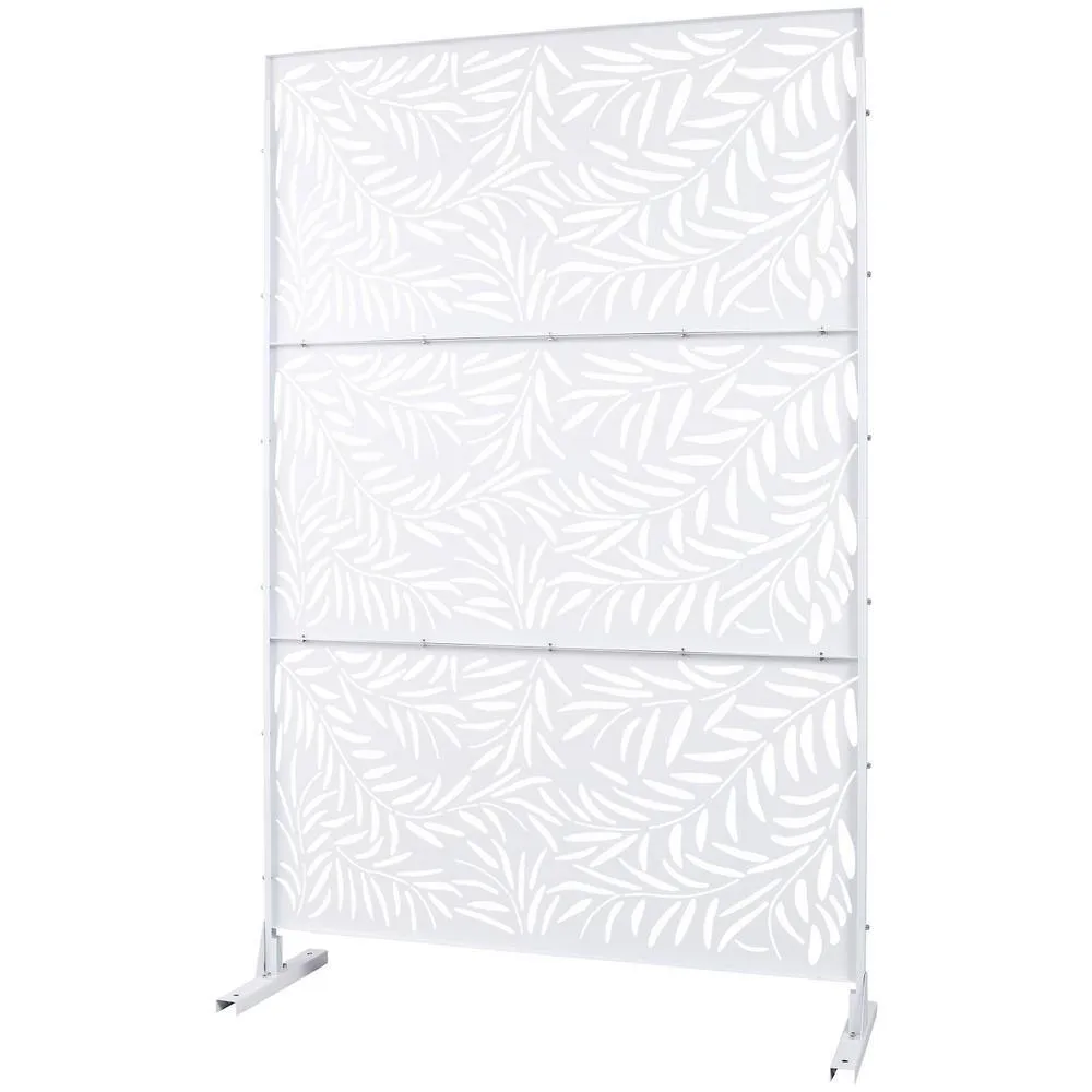 Tidoin 6.3 ft. x 4 ft. White Steel Freestanding Flat Flat Top Decorative Privacy Screen Metal Fence Panel, photo 6 of 6