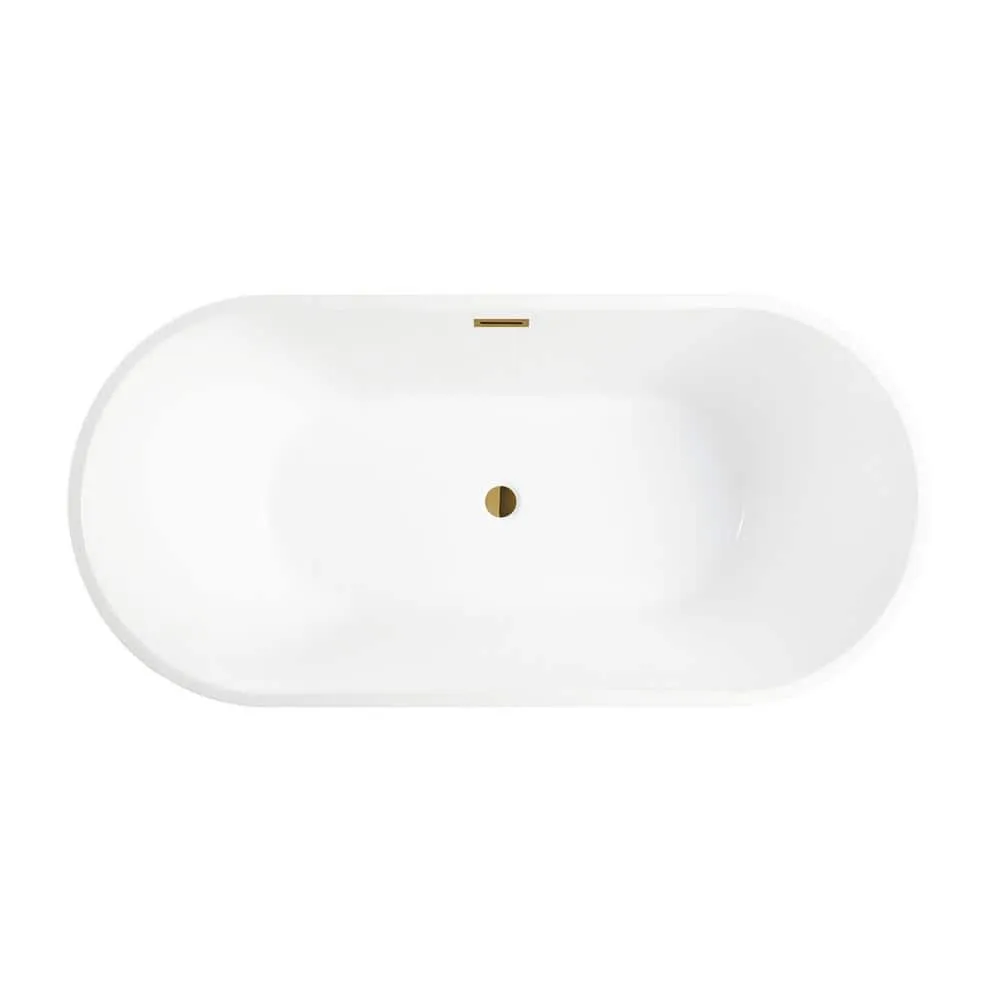 Vanity Art Bordeaux 59 in. Acrylic Flatbottom Freestanding Bathtub in White/Titanium Gold, photo 8 of 11