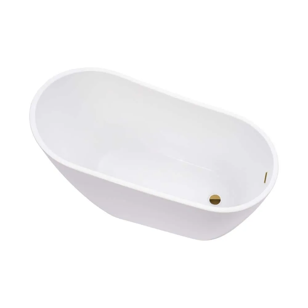 Vanity Art Bourges 55 in. Acrylic Flatbottom Bathtub in White/Titanium Gold, photo 3 of 8