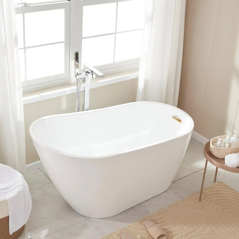Vanity Art Bourges 55 in. Acrylic Flatbottom Bathtub in White/Titanium Gold, photo 6 of 8