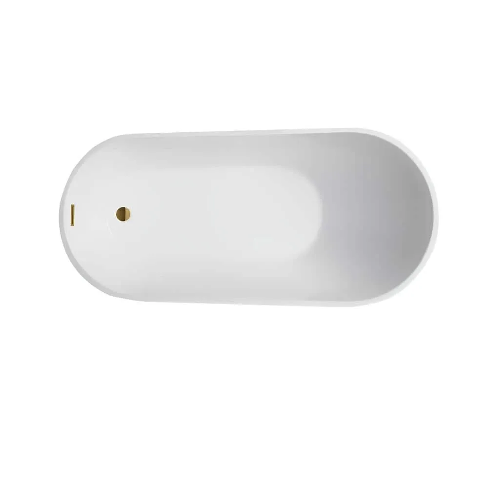 Vanity Art Bourges 55 in. Acrylic Flatbottom Bathtub in White/Titanium Gold, photo 4 of 8