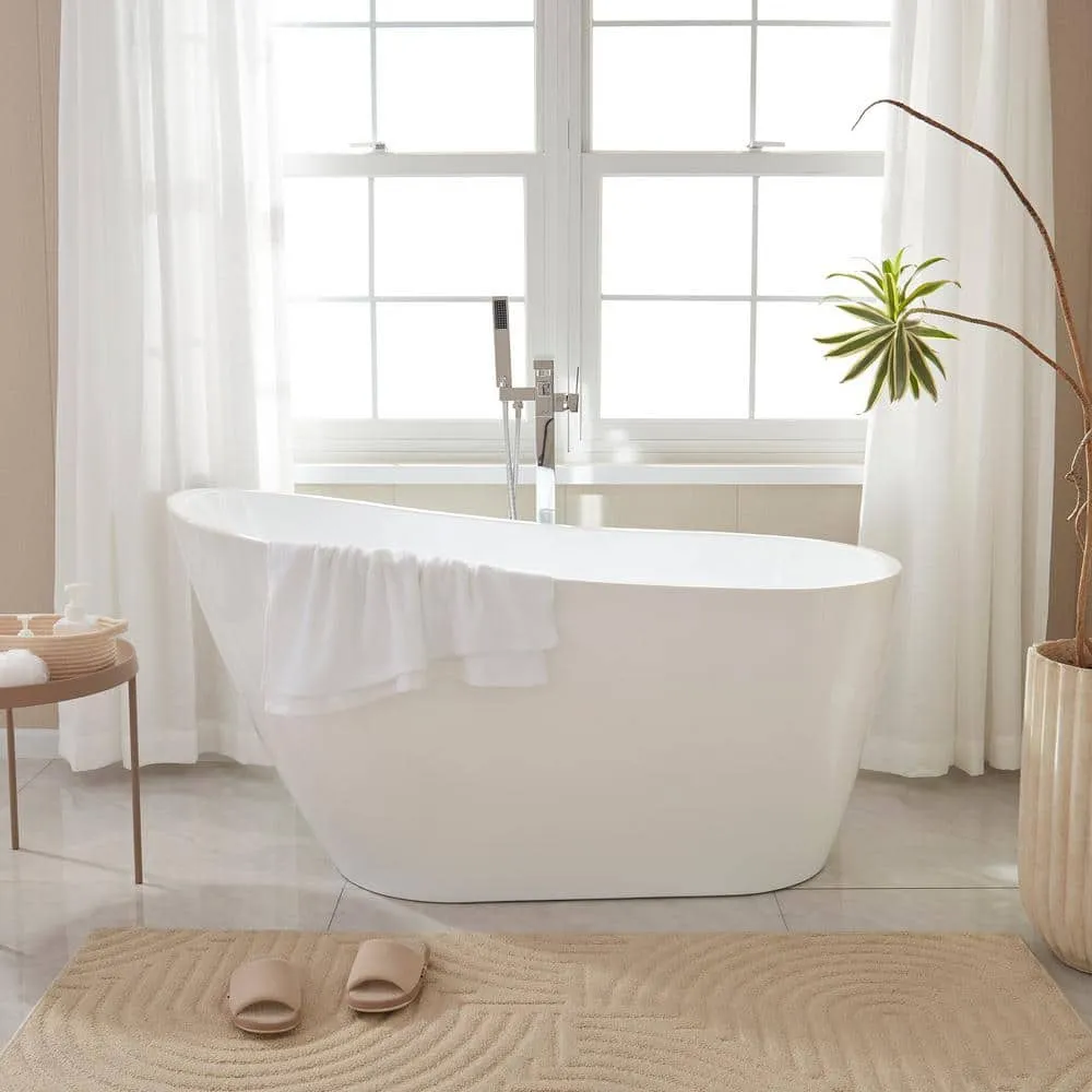 Vanity Art Bourges 55 in. Acrylic Flatbottom Bathtub in White/Titanium Gold, photo 2 of 8