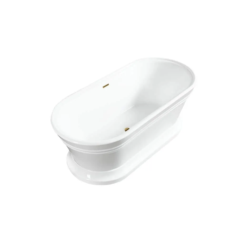 Vanity Art Versailles 67 in. x 31 in. Acrylic Freestanding Soaking Bathtub with Center Drain in White/Titanium Gold, photo 2 of 6