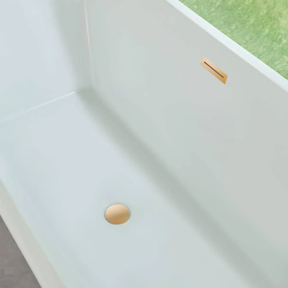 Vanity Art Nantes 67 in. x 30 in. Acrylic Freestanding Soaking Bathtub with Center Drain in White/Titanium Gold, photo 5 of 8