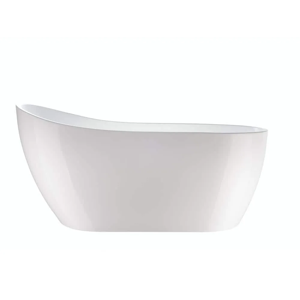 Vanity Art Clermont 59 in. Acrylic Freestanding Flatbottom Bathtub in White/Titanium Gold, photo 5 of 10