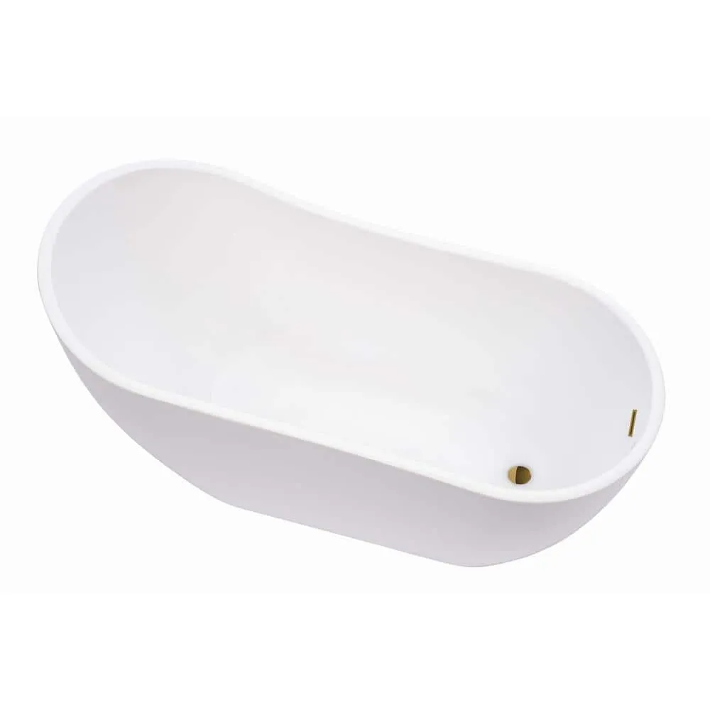 Vanity Art Clermont 59 in. Acrylic Freestanding Flatbottom Bathtub in White/Titanium Gold, photo 2 of 10
