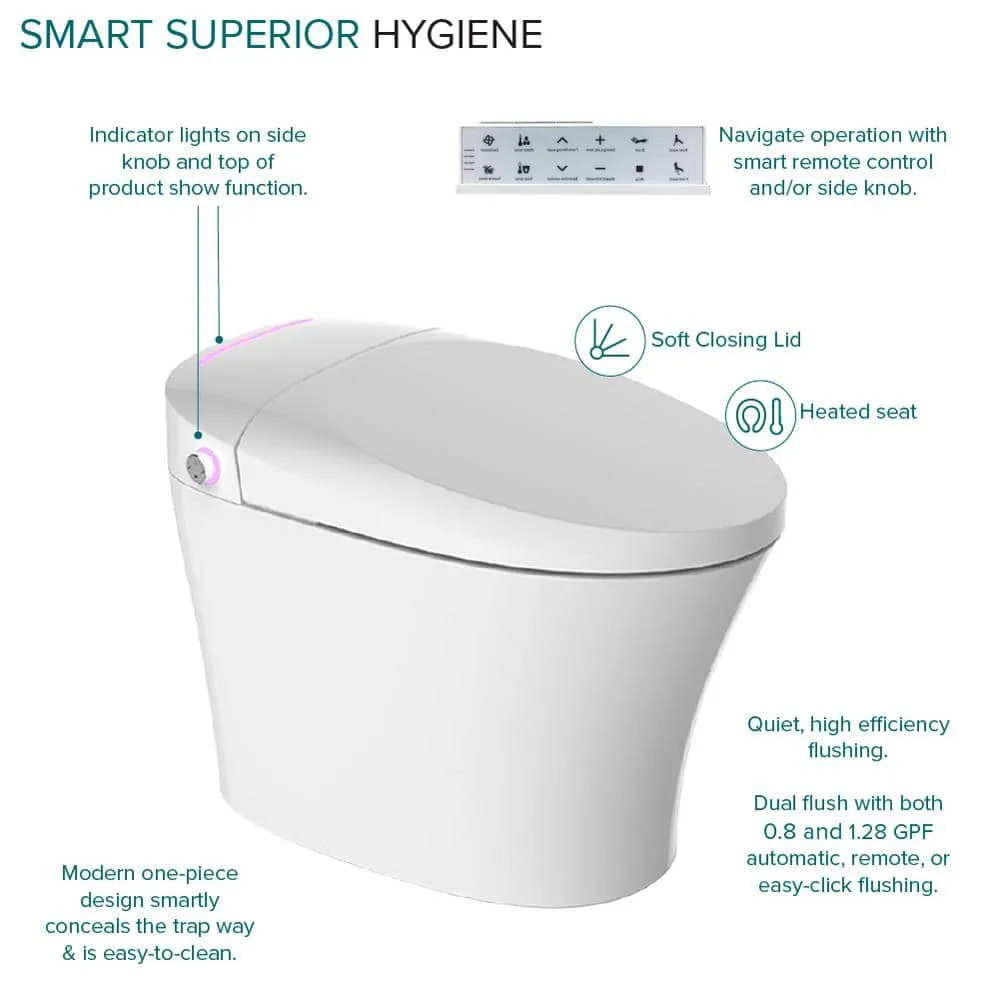 Transolid Rosemary 1-Piece Dual Flush Elongated Smart Toilet Bidet, photo 8 of 10