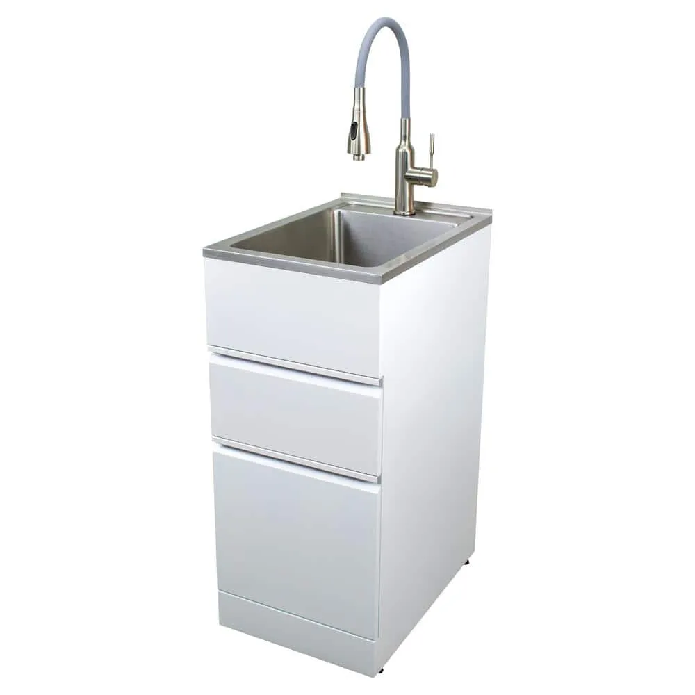Transolid All-in-One 15.5 in. x 22.4 in. x 34.9 in. Metal Drop-In Laundry/Utility Sink and Cabinet in White, photo 14 of 14