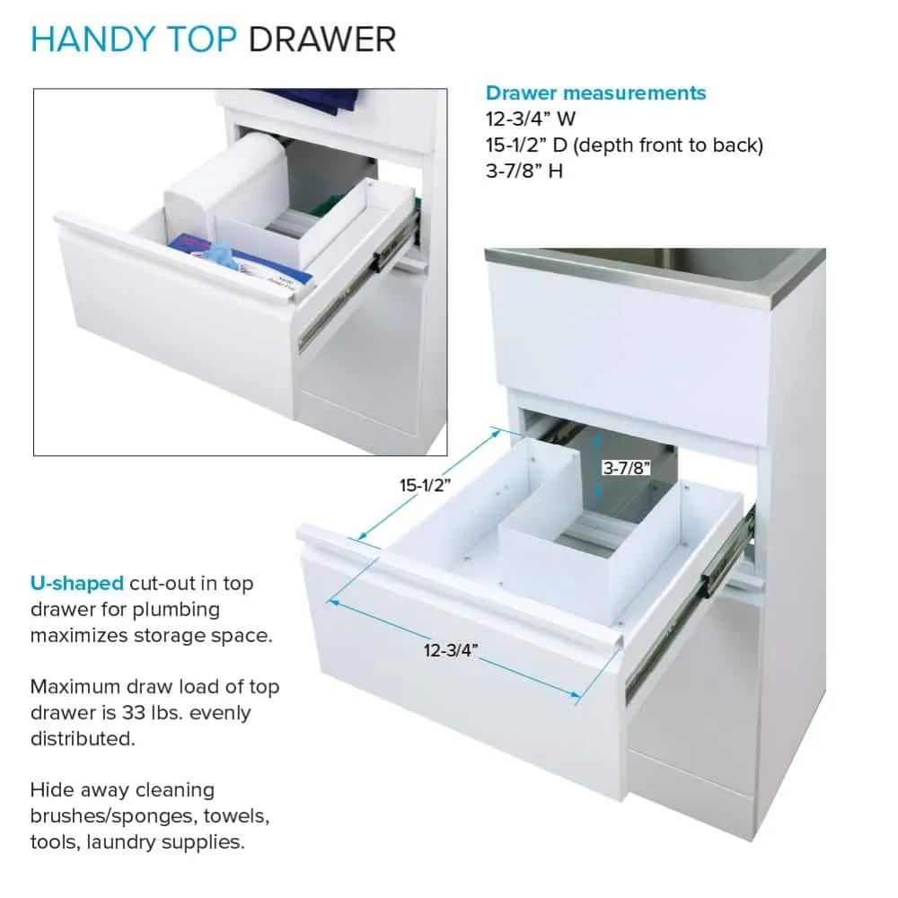 Transolid All-in-One 15.5 in. x 22.4 in. x 34.9 in. Metal Drop-In Laundry/Utility Sink and Cabinet in White, photo 6 of 14