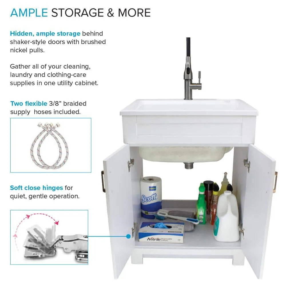 Transolid All-in-One 24.4 in x 22 in Acrylic Drop-In Laundry Sink and Cabinet with Faucet in White, photo 5 of 10