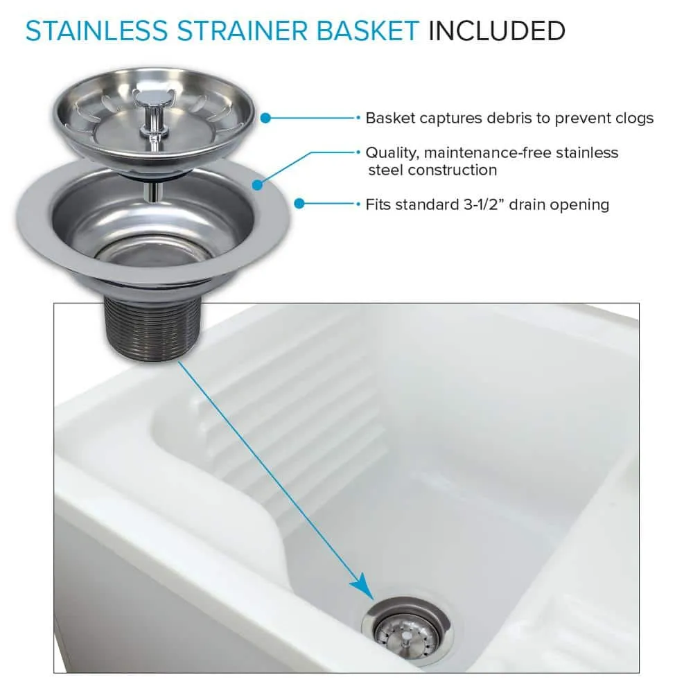 Transolid All-in-One 24.4 in x 22 in Acrylic Drop-In Laundry Sink and Cabinet with Faucet in White, photo 10 of 10