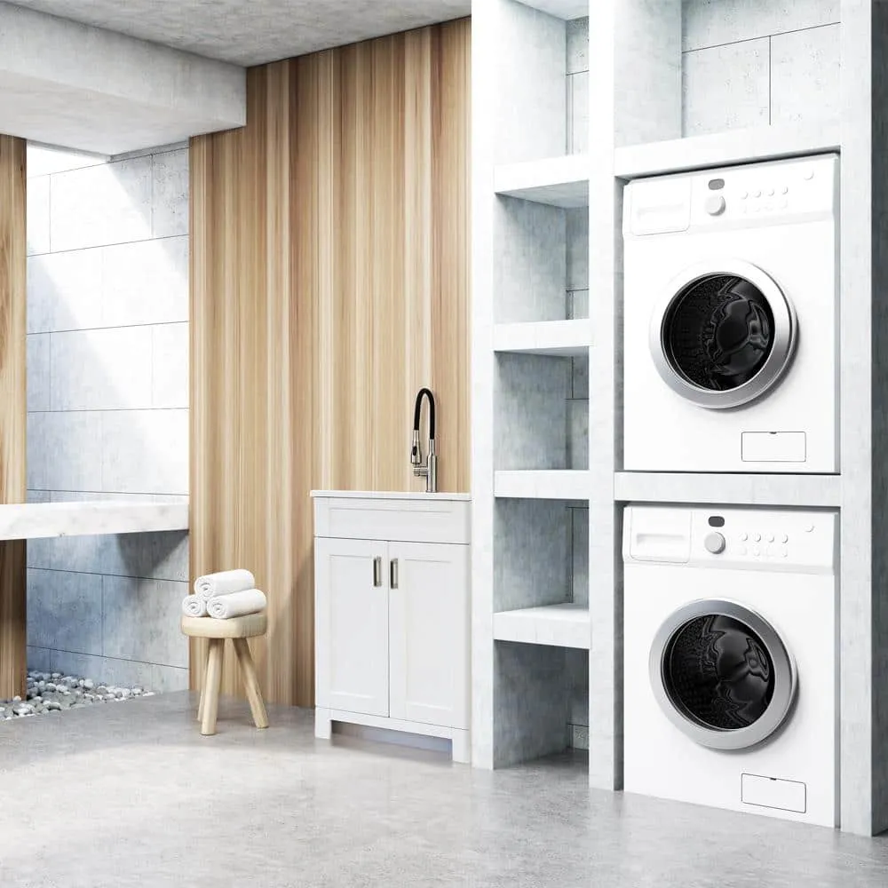 Transolid All-in-One 24.4 in x 22 in Acrylic Drop-In Laundry Sink and Cabinet with Faucet in White, photo 3 of 10