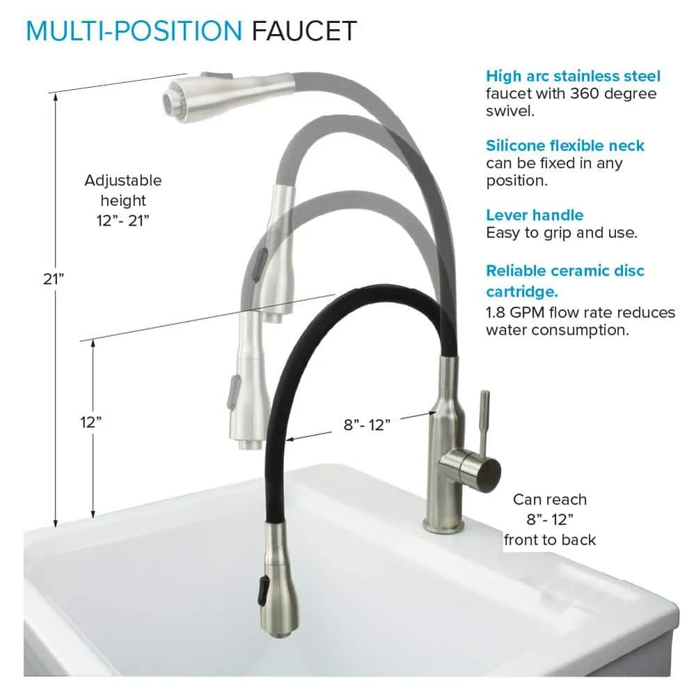 Transolid All-in-One 24.4 in x 22 in Acrylic Drop-In Laundry Sink and Cabinet with Faucet in White, photo 9 of 10