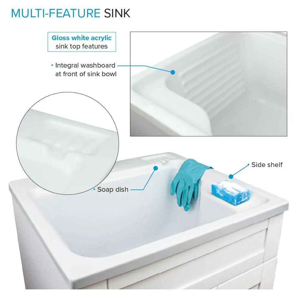 Transolid All-in-One 24.4 in x 22 in Acrylic Drop-In Laundry Sink and Cabinet with Faucet in White, photo 6 of 10