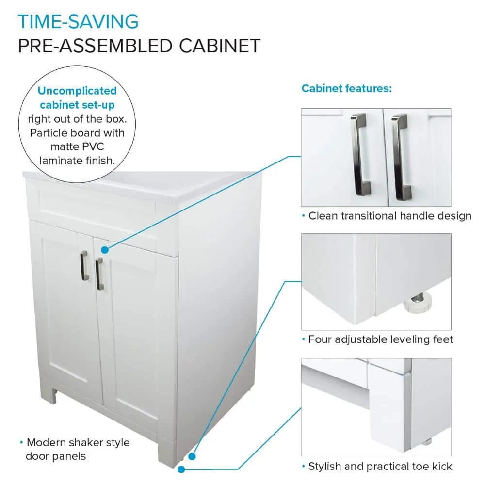 Transolid All-in-One 24.4 in x 22 in Acrylic Drop-In Laundry Sink and Cabinet with Faucet in White, photo 4 of 10