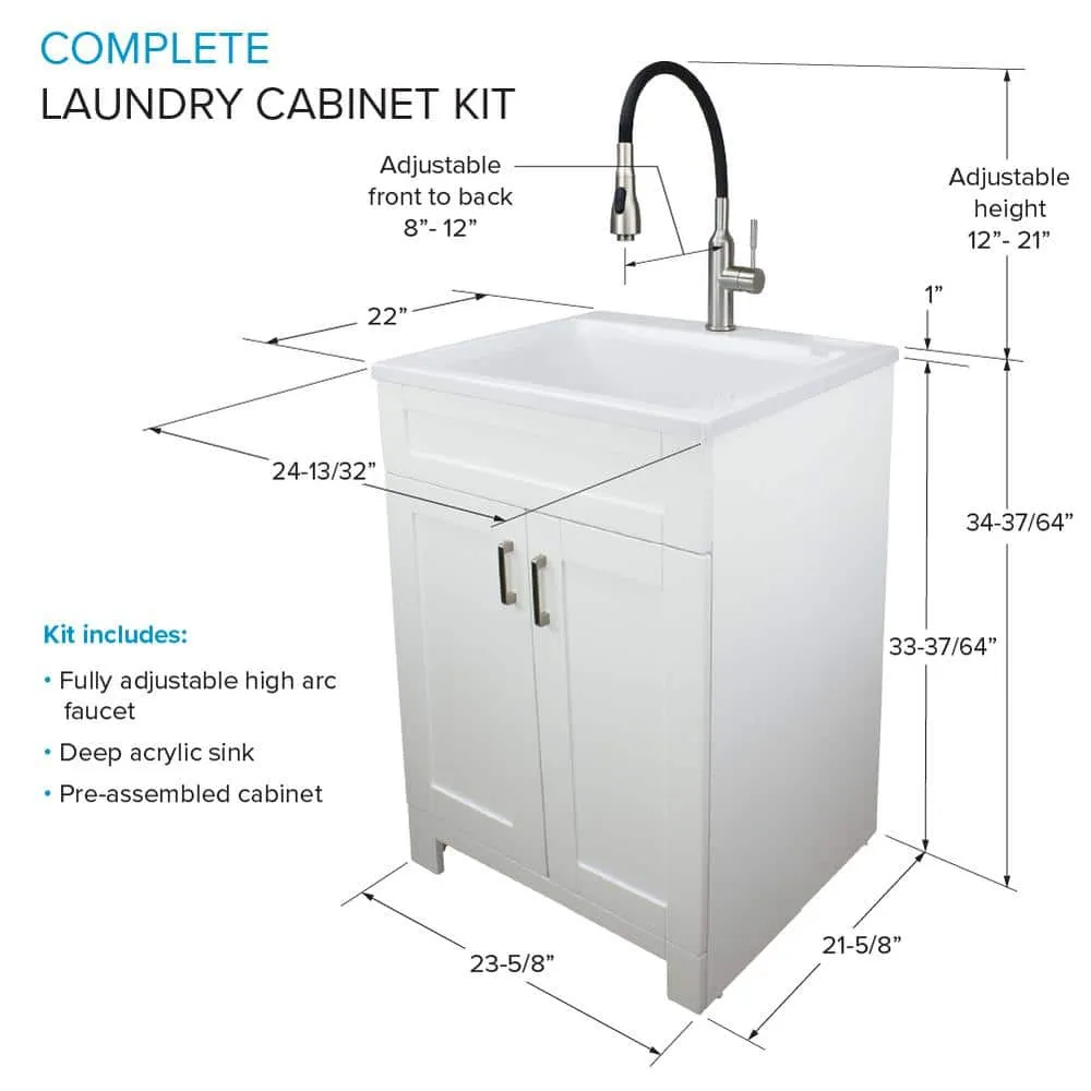 Transolid All-in-One 24.4 in x 22 in Acrylic Drop-In Laundry Sink and Cabinet with Faucet in White, photo 2 of 10