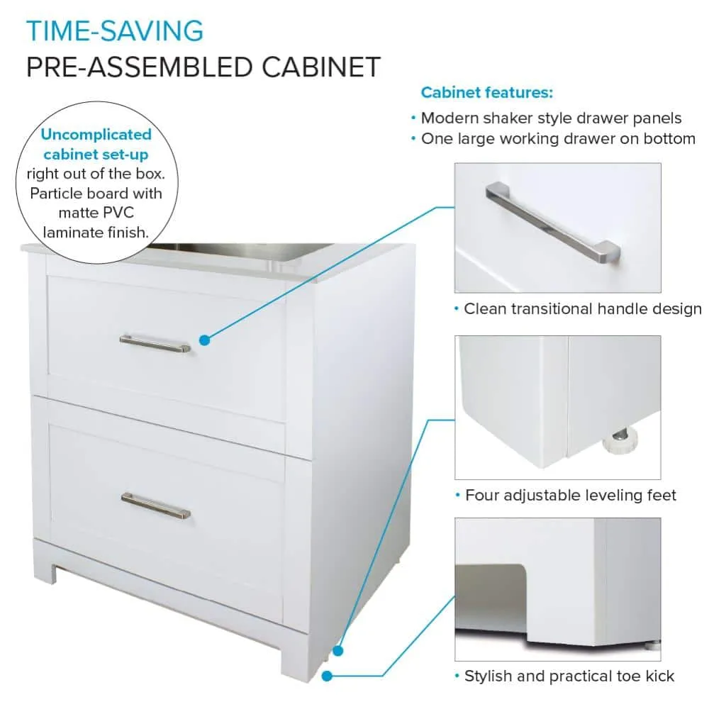 Transolid All-in-One 29" x 25.5" Stainless Steel Quartz Undermount Laundry Sink Cabinet with Faucet, photo 4 of 10