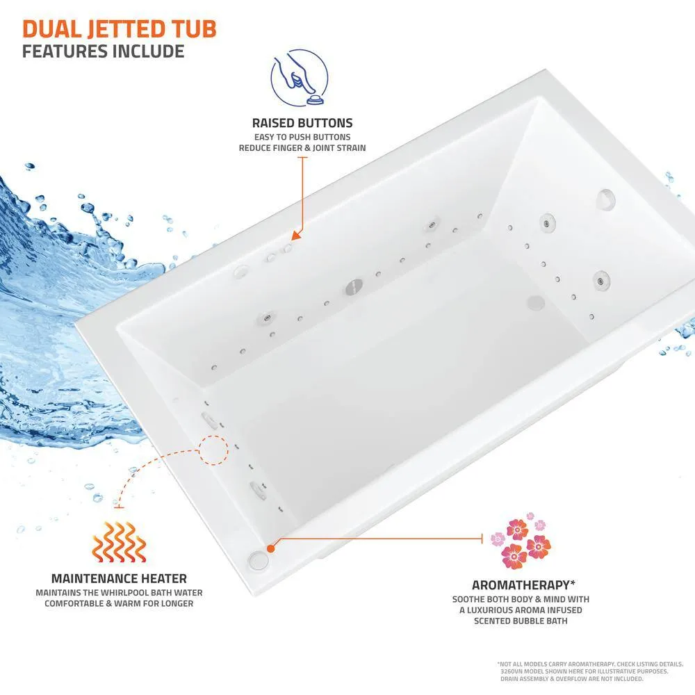 Universal Tubs Carnelian 5 ft. Center Drain Air Bath Tub in White, photo 18 of 20