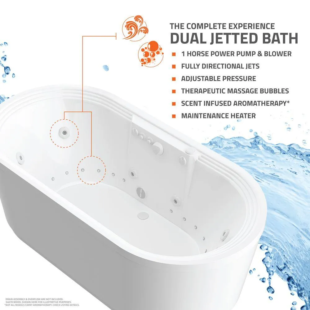 Universal Tubs Agate Diamond Series 6 ft. Acrylic Center Drain Flatbottom Whirlpool Freestanding Bathtub in White, photo 17 of 20