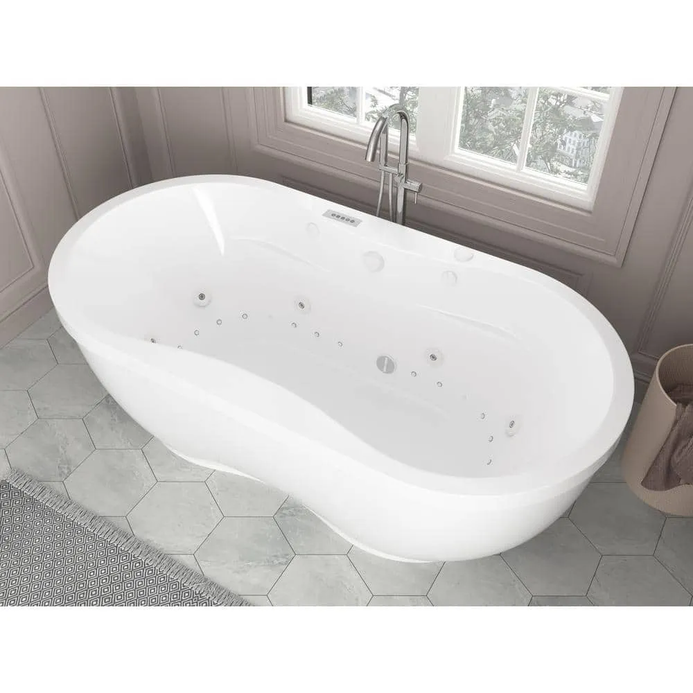 Universal Tubs Agate Diamond Series 6 ft. Acrylic Center Drain Flatbottom Whirlpool Freestanding Bathtub in White, photo 15 of 20