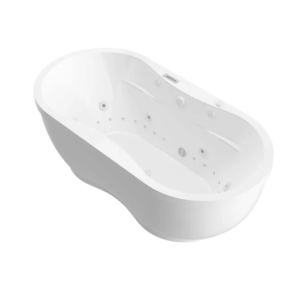 Universal Tubs Agate Diamond Series 6 ft. Acrylic Center Drain Flatbottom Whirlpool Freestanding Bathtub in White, photo 13 of 20