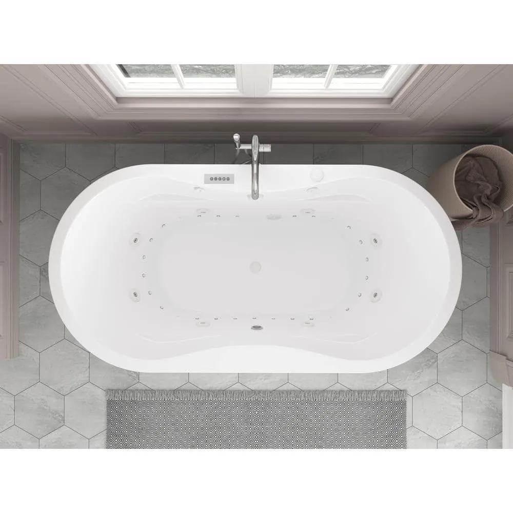 Universal Tubs Agate Diamond Series 6 ft. Acrylic Center Drain Flatbottom Whirlpool Freestanding Bathtub in White, photo 20 of 20