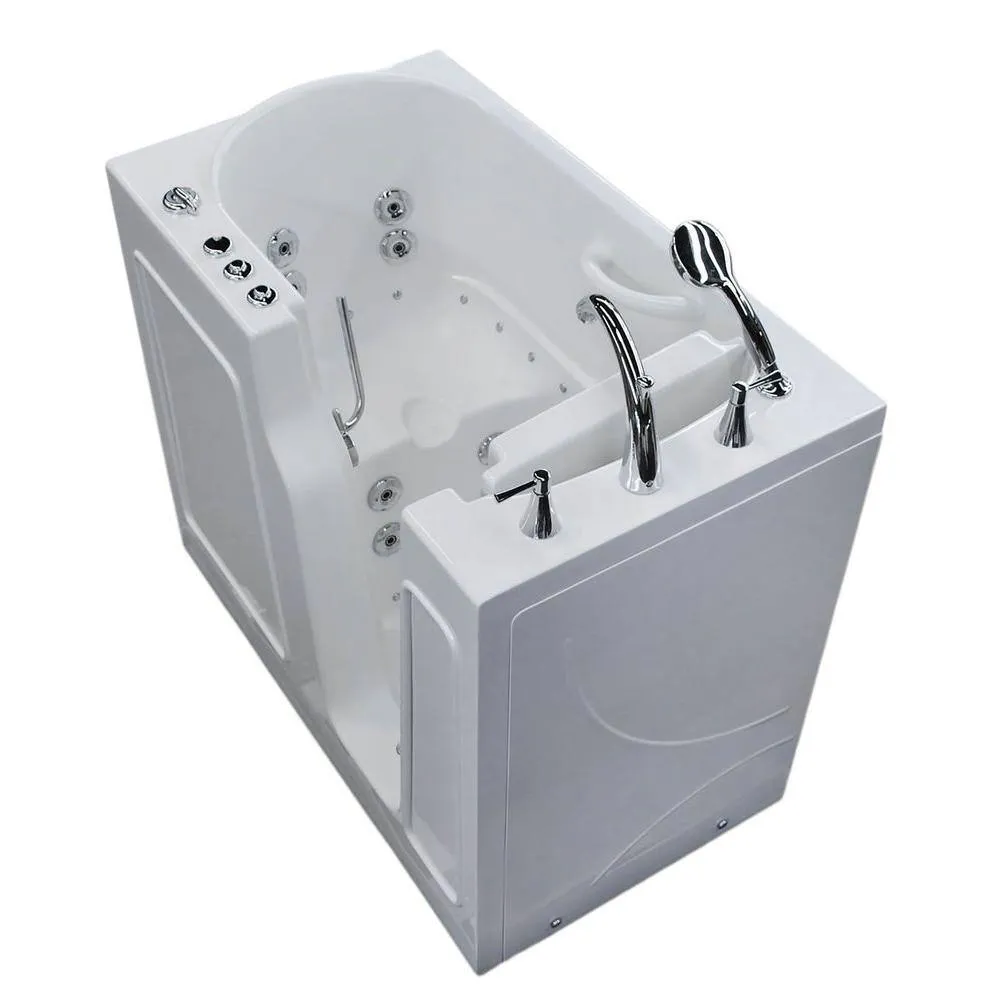 Universal Tubs Rampart 3.9 ft. Walk-in Whirlpool and Air Bathtub with 4 in. Tile Easy Up Adhesive Wall Surround, Right Drain, White, photo 42 of 42