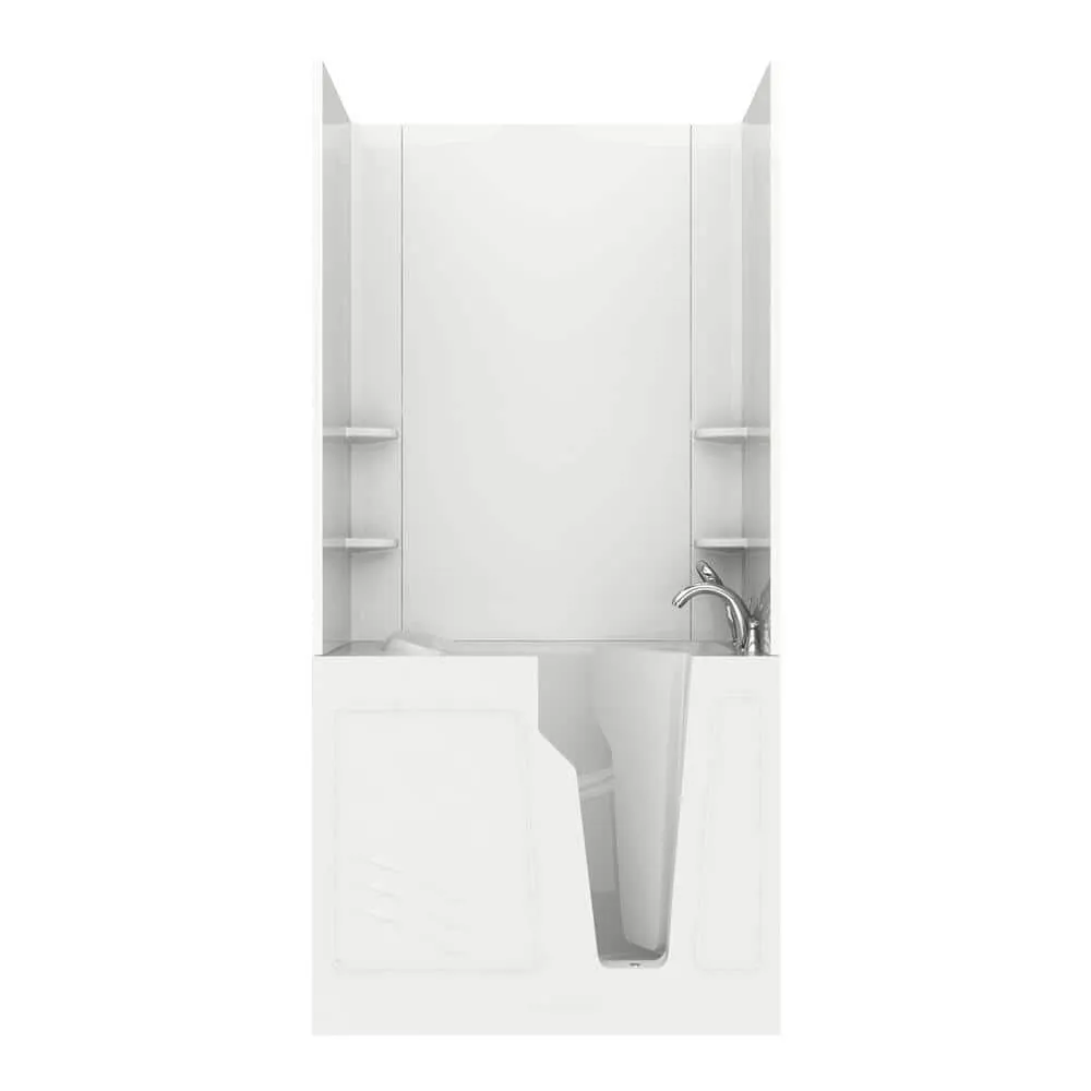Universal Tubs Rampart Nova Heated 3.9 ft. Walk-in Whirlpool and Air Bathtub with Flat Easy Up Adhesive Wall Surround, Right Drain, White, photo 35 of 42