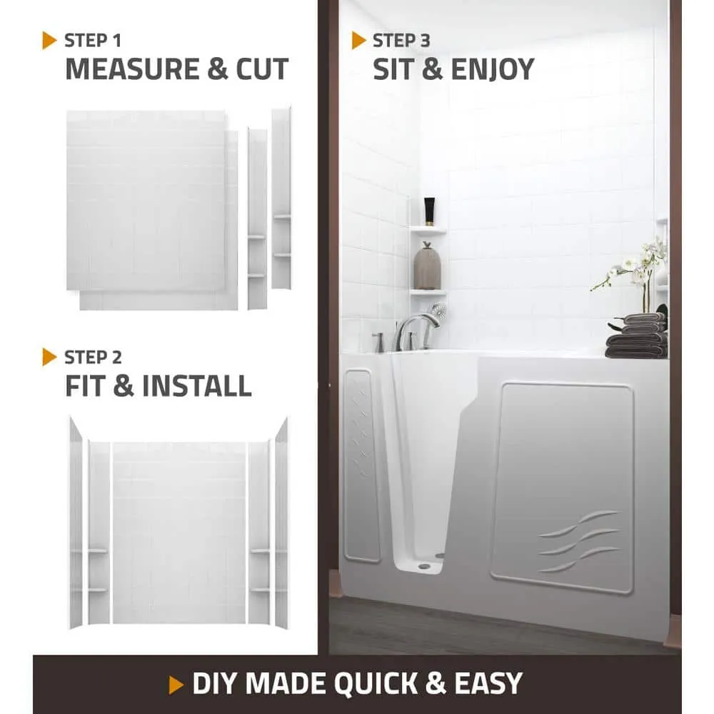 Universal Tubs Rampart Nova Heated 4.5 ft. Walk-in Whirlpool and Air Bathtub with 6 in. Tile Easy Up Adhesive Wall Surround in White, photo 15 of 20