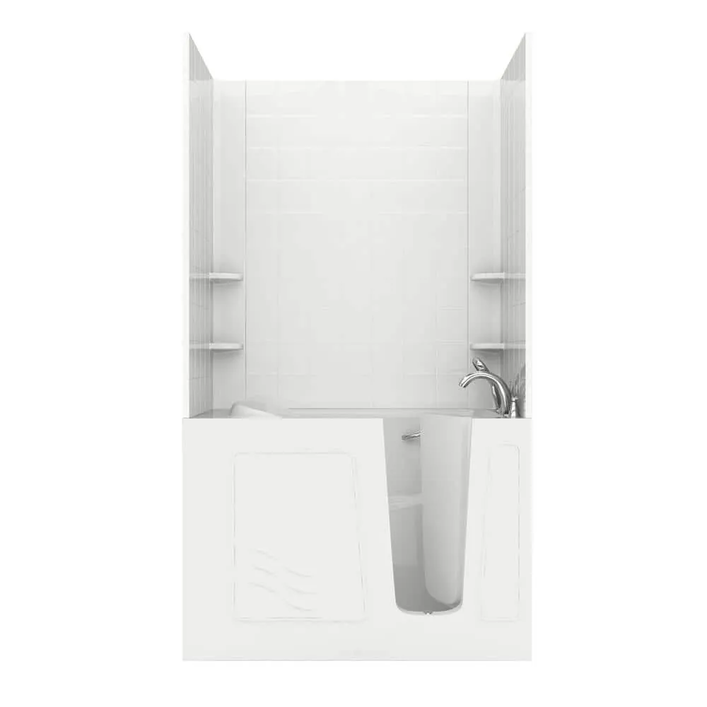 Universal Tubs Rampart Nova Heated 4.5 ft. Walk-in Whirlpool and Air Bathtub with 6 in. Tile Easy Up Adhesive Wall Surround in White, photo 13 of 20