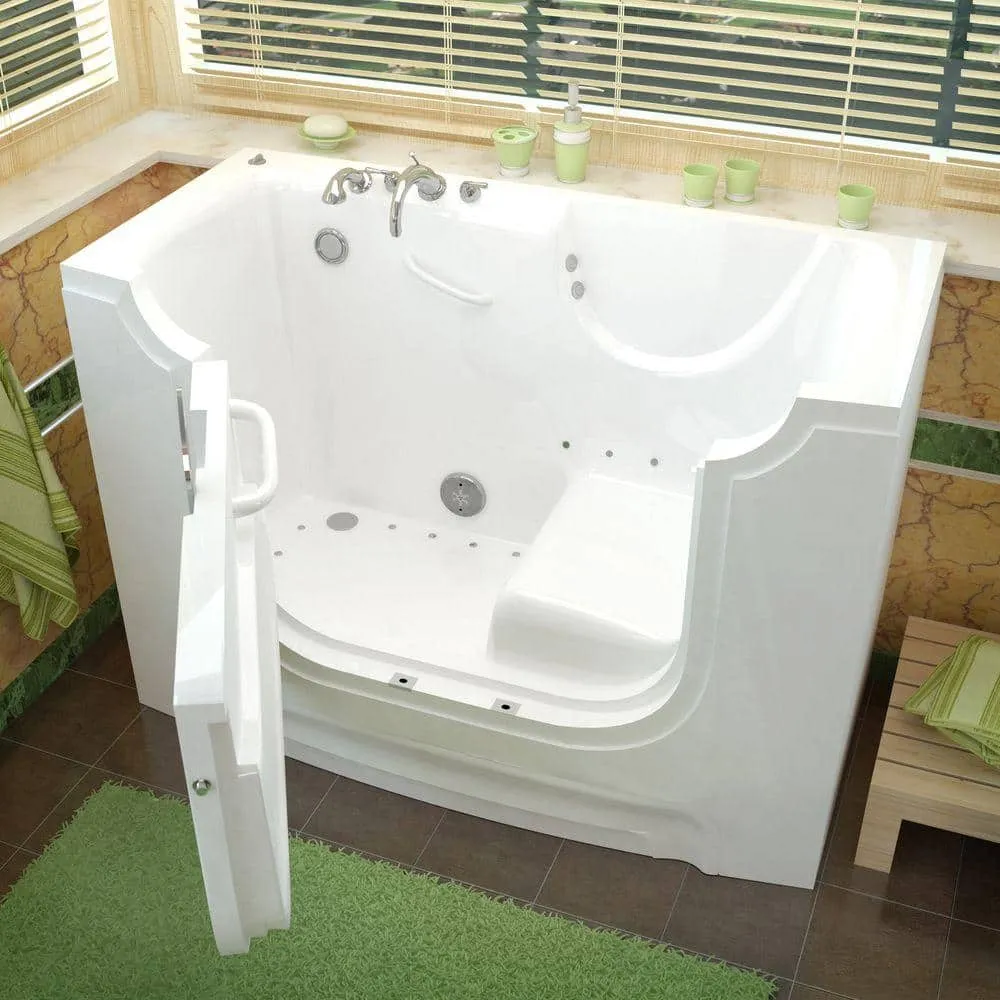 Universal Tubs Nova Heated Wheelchair Accessible 5 ft. Walk-In Air Jetted Tub, White, Chrome Trim, Left Drain, photo 15 of 19