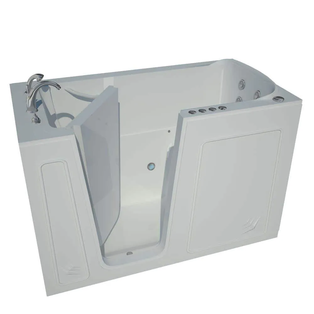 Universal Tubs Rampart 5 ft. Walk-in Whirlpool and Air Bathtub with 6 in. Tile Easy Up Adhesive Wall Surround in White, photo 21 of 21