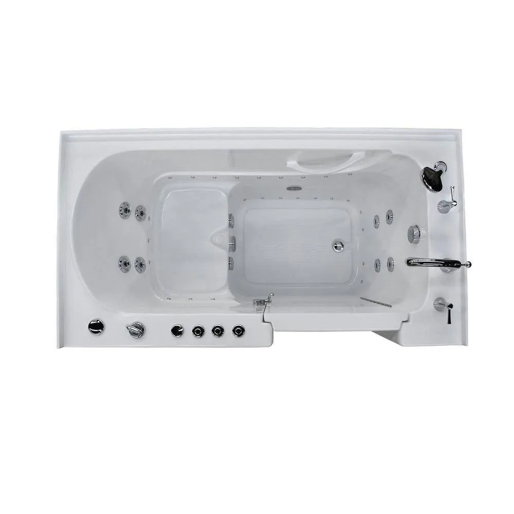 Universal Tubs Rampart 5 ft. Walk-in Whirlpool and Air Bathtub with 4 in. Tile Easy Up Adhesive Wall Surround in White, photo 20 of 20