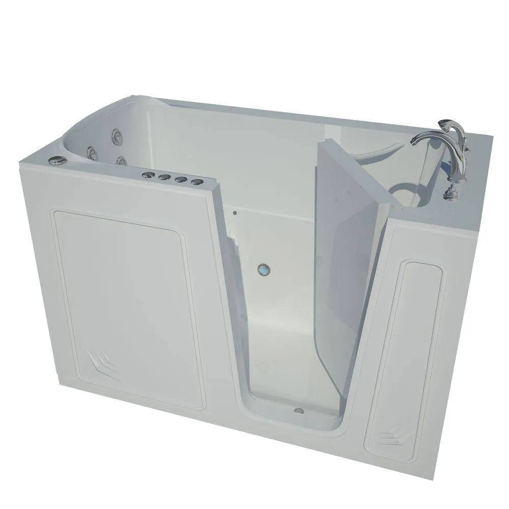 Universal Tubs Rampart 5 ft. Walk-in Whirlpool and Air Bathtub with 4 in. Tile Easy Up Adhesive Wall Surround in White, photo 19 of 20