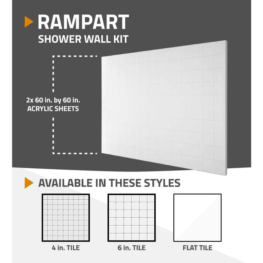 Universal Tubs Rampart 5 ft. Walk-in Whirlpool and Air Bathtub with 4 in. Tile Easy Up Adhesive Wall Surround in White, photo 14 of 20