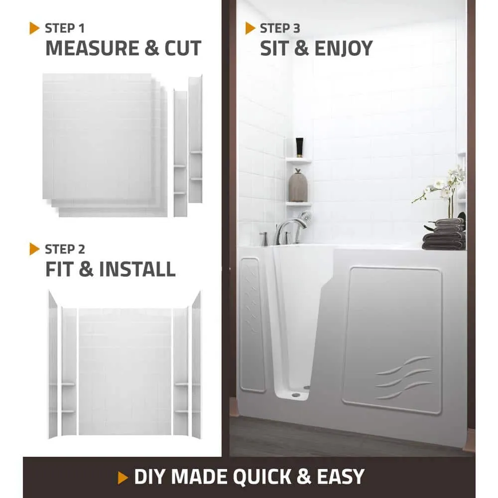 Universal Tubs Rampart Nova Heated 5 ft. Walk-in Whirlpool and Air Bathtub with Flat Easy Up Adhesive Wall Surround in White, photo 24 of 29