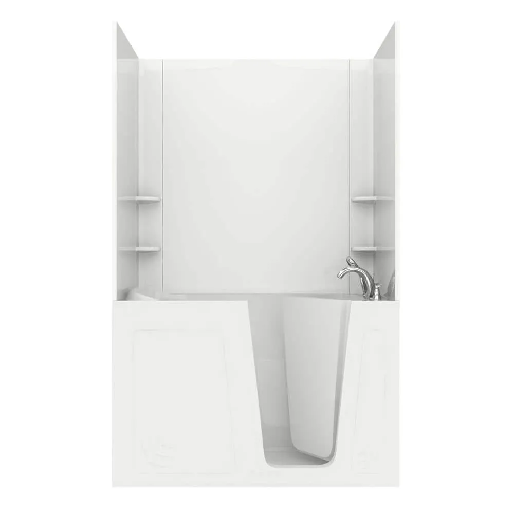 Universal Tubs Rampart Nova Heated 5 ft. Walk-in Whirlpool and Air Bathtub with Flat Easy Up Adhesive Wall Surround in White, photo 22 of 29