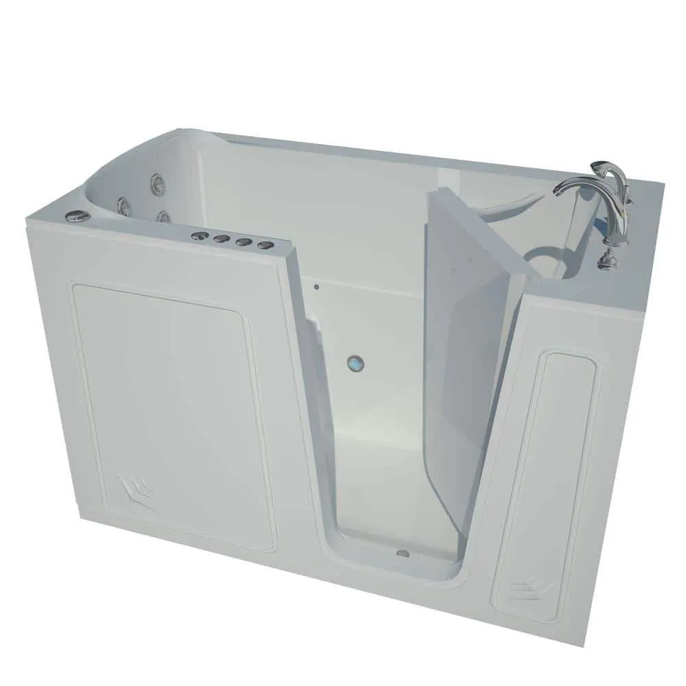 Universal Tubs Rampart Nova Heated 5 ft. Walk-in Whirlpool and Air Bathtub with Flat Easy Up Adhesive Wall Surround in White, photo 29 of 29