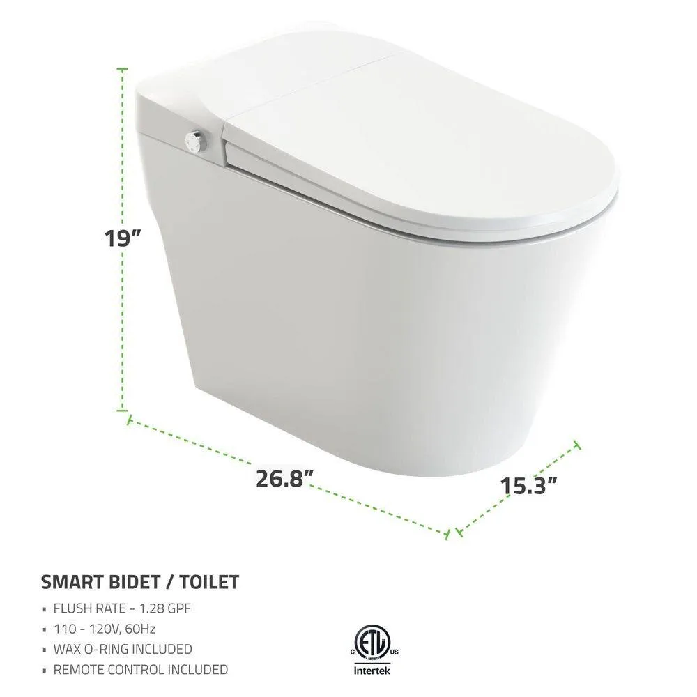 Universal Tubs 52.8 in. Walk-In Whirlpool Bathtub in White with 1.6 GPF Smart Toilet Combo, Left Drain, photo 20 of 23