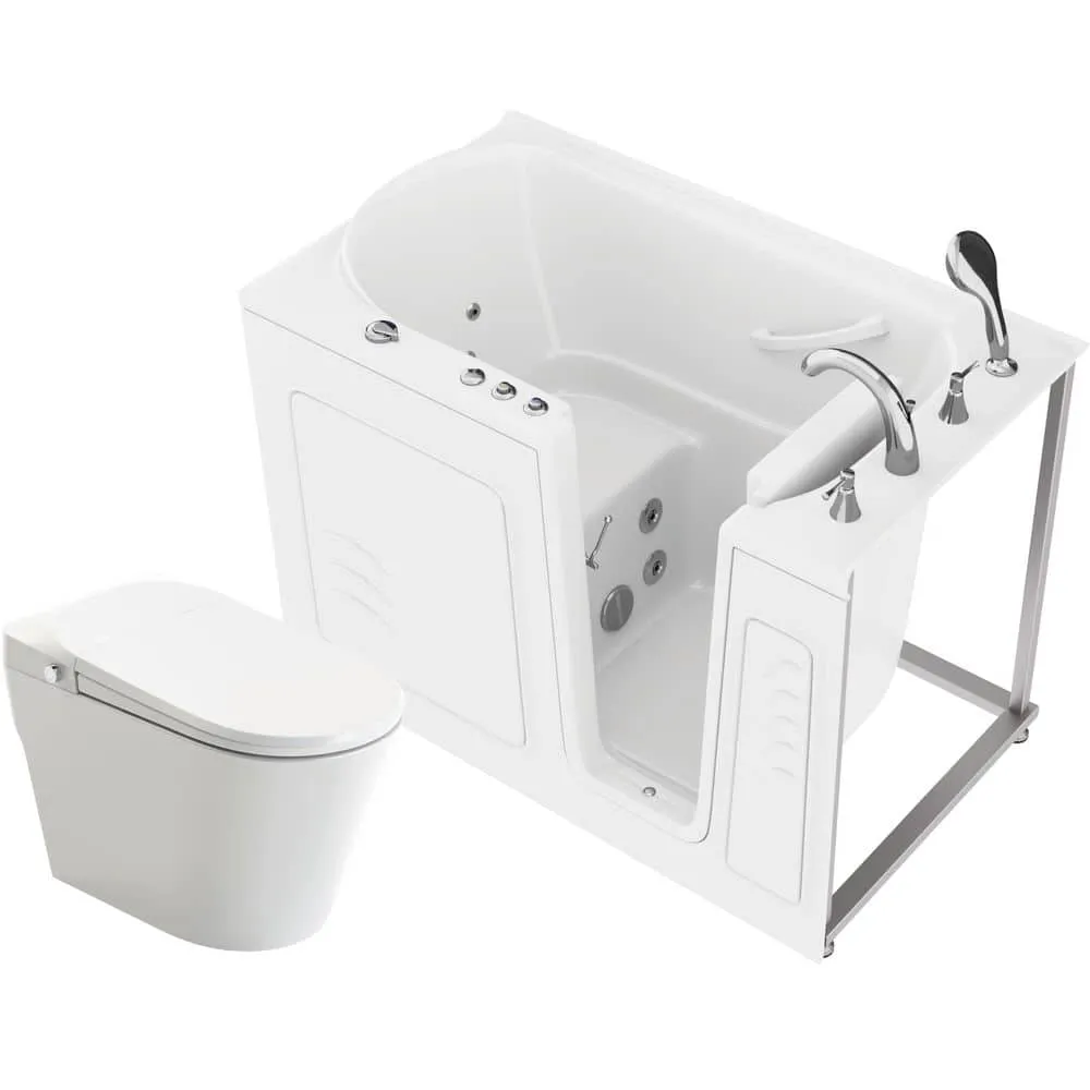 Universal Tubs 52.8 in. Walk-In Whirlpool Bathtub in White with 1.6 GPF Single Flush Toilet, Right Drain, photo 9 of 16