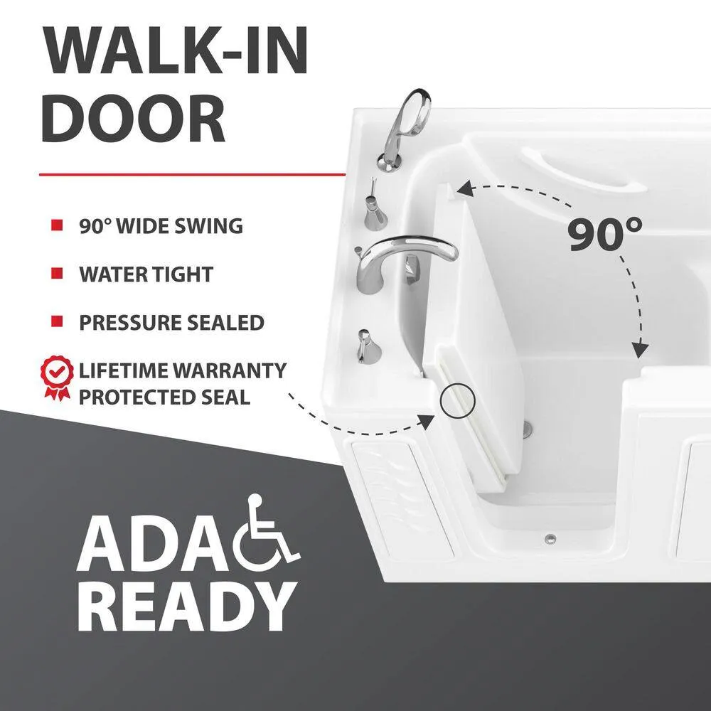 Universal Tubs 52.8 in. Walk-In Whirlpool Bathtub in White with 1.6 GPF Single Flush Toilet, Right Drain, photo 12 of 16
